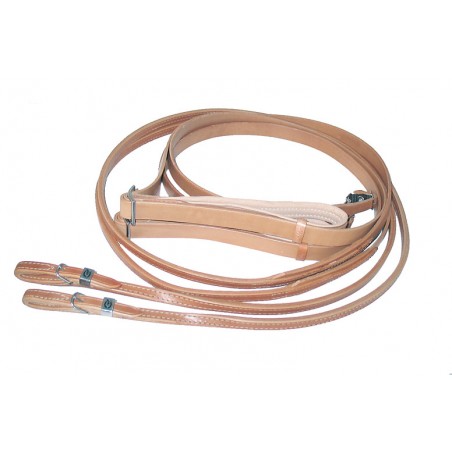 W-Reins made of Tärnsjö Leather - TAN/BLACK - 8 meters length.