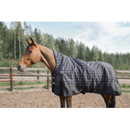 Wahlsten Rain Buster 600 Denier + 50 Grams High Neck Outdoor Rug, Black Check - Size 145