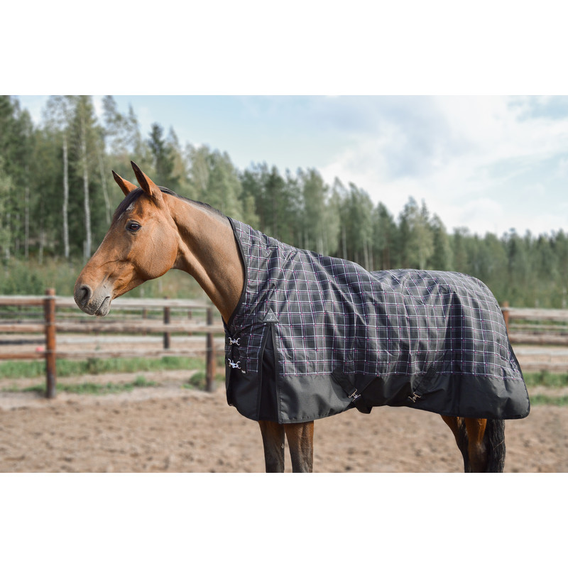 Wahlsten Rain Buster 600 Denier + 50 Grams High Neck Outdoor Rug, Black Check - Size 145