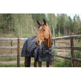 Wahlsten Rain Buster 600 Denier + 50 Grams High Neck Outdoor Rug, Black Check - Size 145