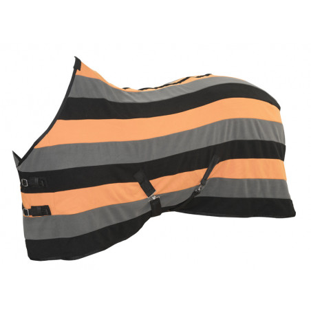 Fleece Blanket Black-Grey-Orange Stripes