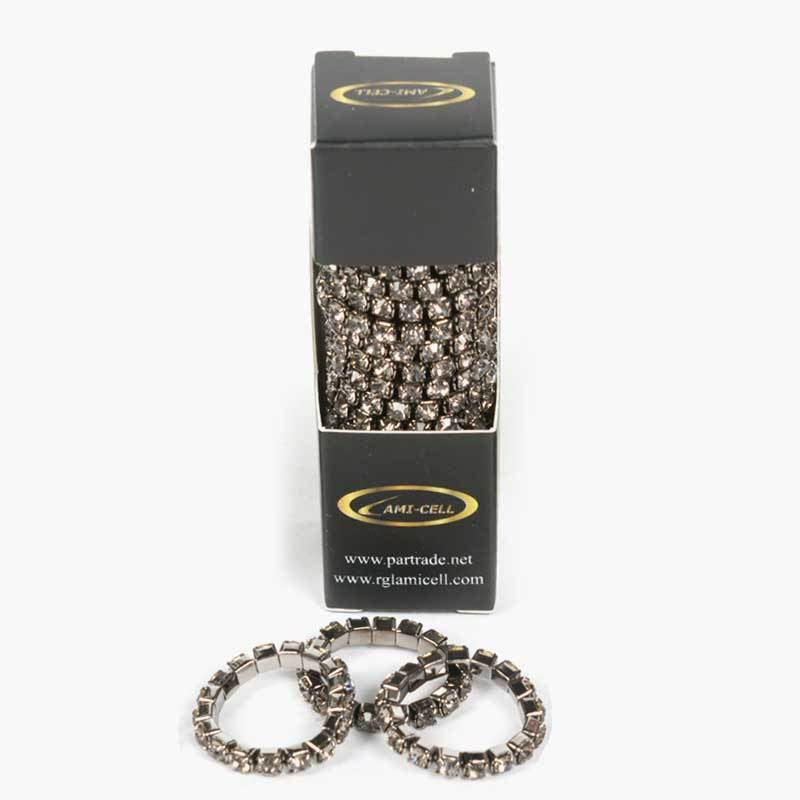 Lami-Cell - Black synthetic crystal plaiting bands. Dėžutėje 15 vnt. su velvetiniu maišeliu
