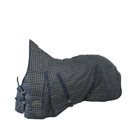 Stable Rug High Neck with 100 Grams Lining Navy Check, Horse Comfort - Size 125