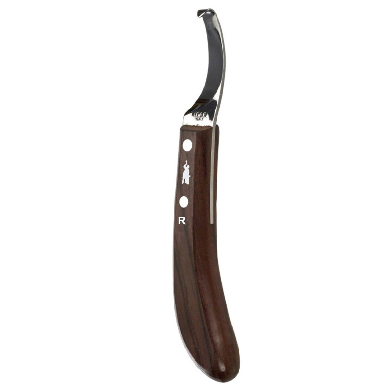 ICAR - Hoof Knife - Straight Blade - Interchangable Blade - Mahogany Handle - Right / Left - 1 pcs