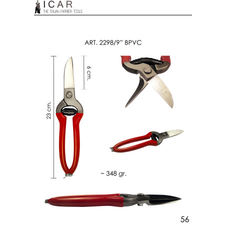ICAR - Pad/Leather Shears 9" - Comfortable PVC Coated Handles - 1 pcs