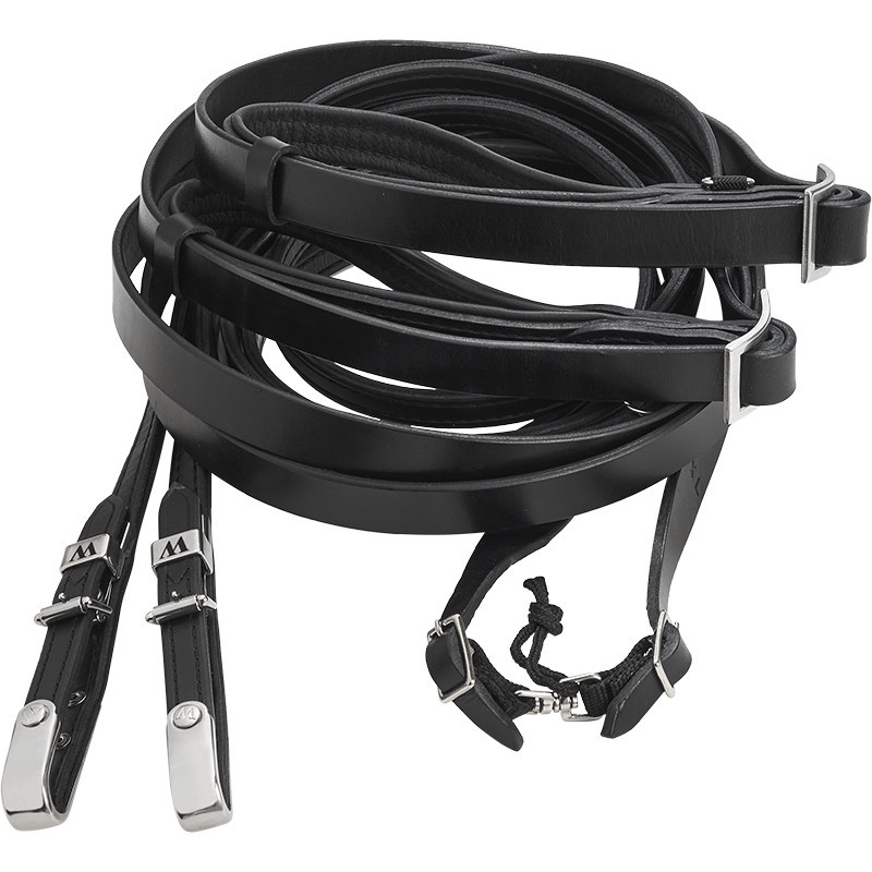 W-Reins made of Tärnsjö Leather - TAN/BLACK - 8 meters length.