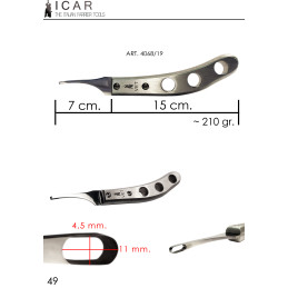 ICAR - Hoof Knife VET. 2.0 Abscess - 11 mm. or 19 mm. Long Loop - High Carbon Stainl. Steel Blade - Forged Aluminium Handle