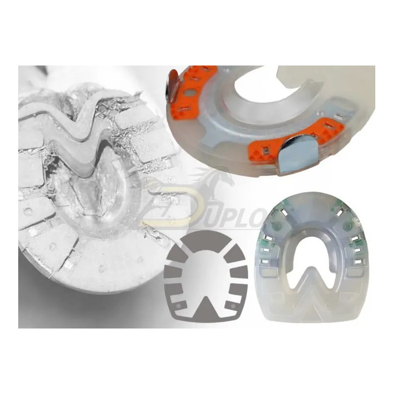 Duplo - Deeper Tread Pattern – Clipped and Profiled Composite Horseshoe, Extra Green, Oval - 1 pair