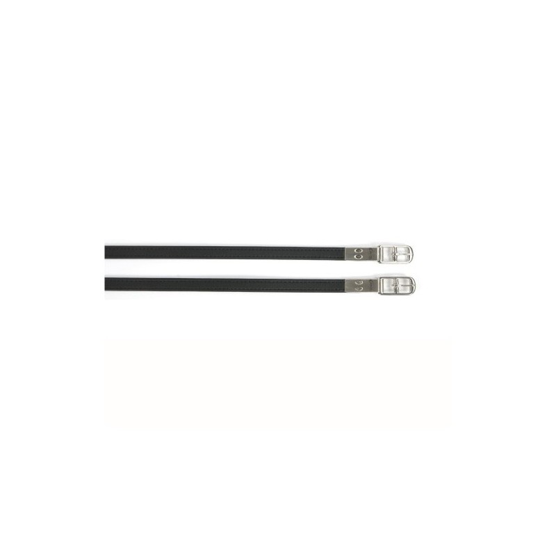 Stirrup Strap in Synthetic Leather, Black, Lami-Cell, 125 cm - 1 pair