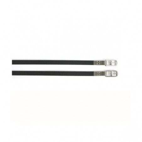 Stirrup Strap in Synthetic Leather, Black, Lami-Cell, 125 cm - 1 pair