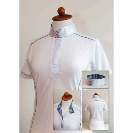 Riding Shirt Trefle, Elastic Fabric - White