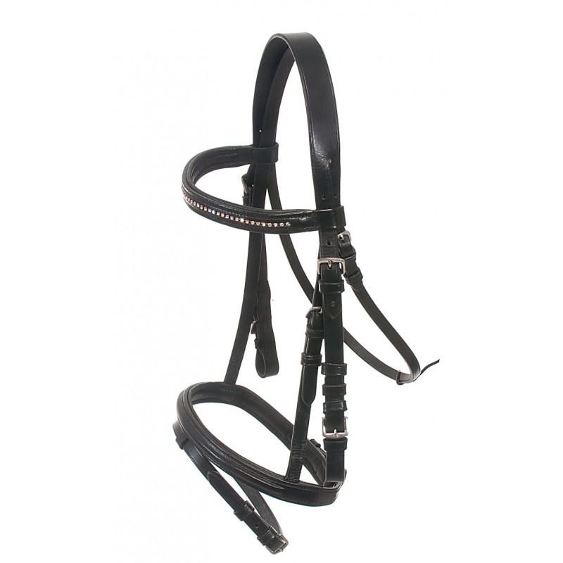 Bridle Set Horse Comfort with Swarovski Browband, black, Full size
