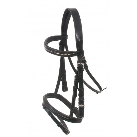 Bridle Set Horse Comfort with Swarovski Browband, black, Full size